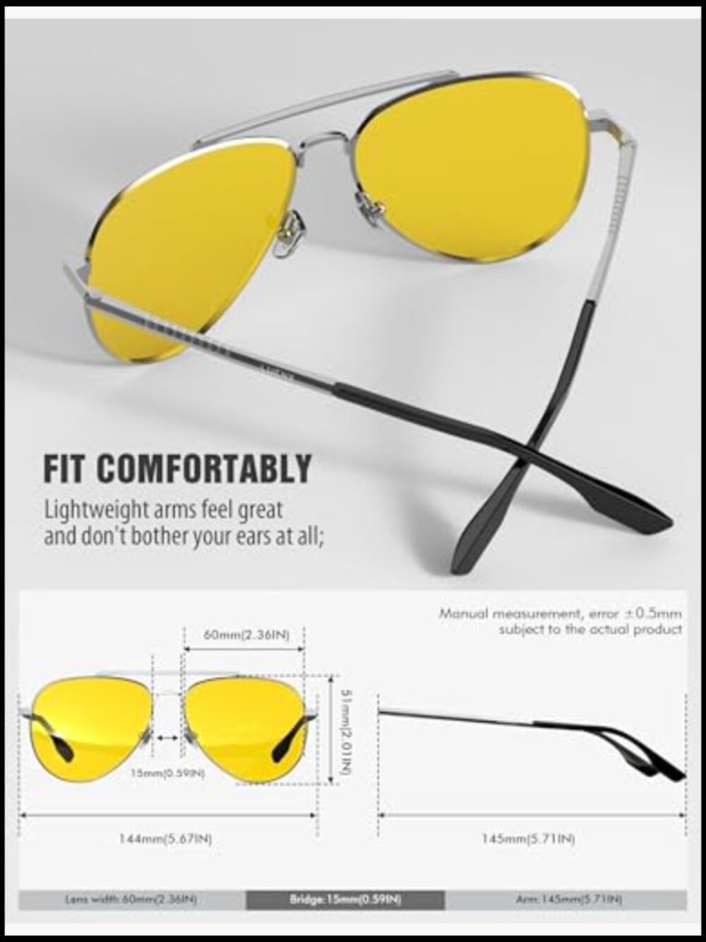 Polarized Aviator Sunglasses with Metal Frames for Driving - Picture 5 of 7